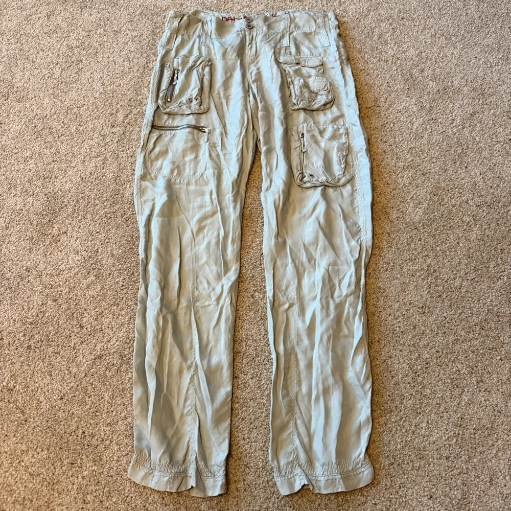 Pete & Greta Johnny Was Marika Mid Rise Cargo Pants Mint Green Women's Size 8
